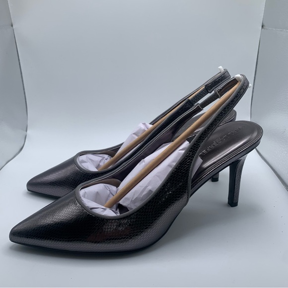 NWB Karl Lagerfeld  Rosalyn Slingback Pump dark slate snake print 9.5 M EU 40.5 - Picture 5 of 10